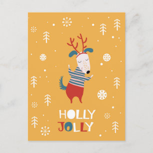 Holly Jolly avec carte postale de chien mignon à N