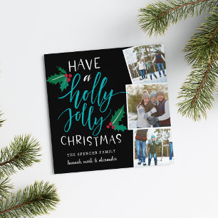 Holly Jolly Carte de collage photo de jour férié