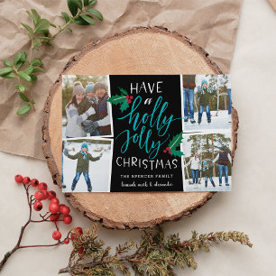 Holly Jolly Carte de collage photo de vacances