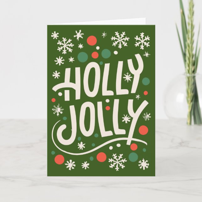 Holly Jolly - Carte de Noël mignonne - Blank 5" x  (Devant)