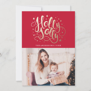 Holly Jolly Carte de vœux photo de vacances