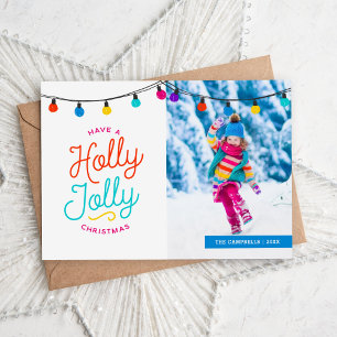 Holly Jolly Carte photo de vacances magnétique