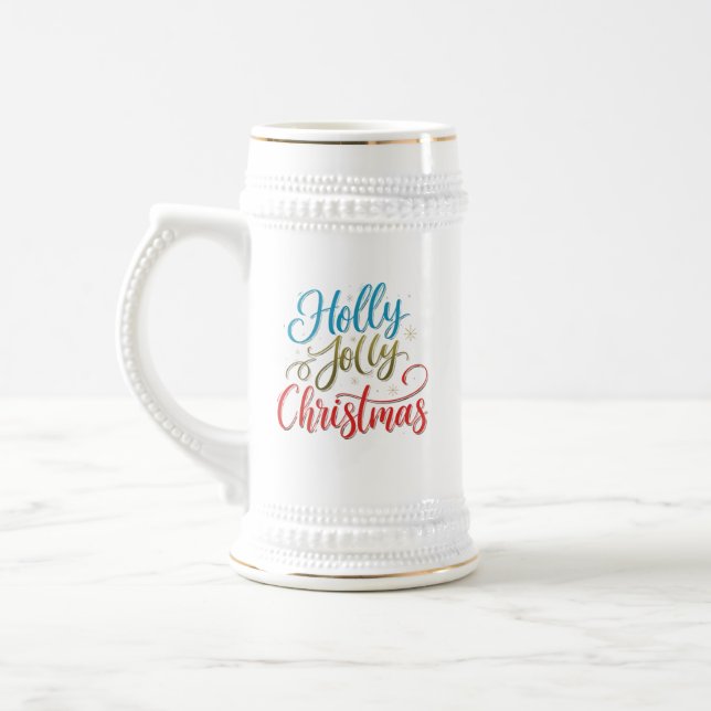 Holly Jolly Christmas Stein - 22 oz Festive Mug (Gauche)