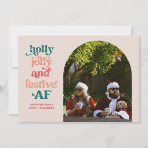 Holly Jolly et Festive AF Carte photo de vacances
