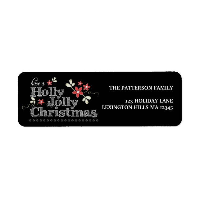 Holly Jolly Étiquette de adresse du tableau de bor (Devant)