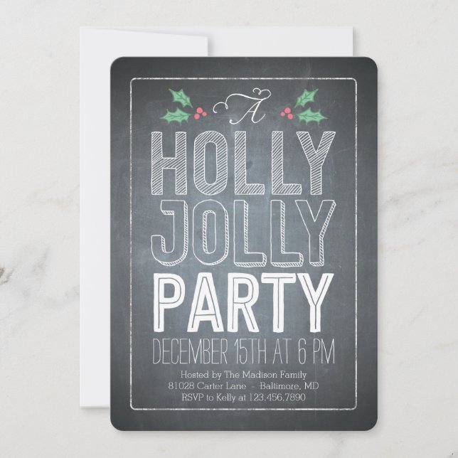 Holly Jolly Fête Invitation (Devant)
