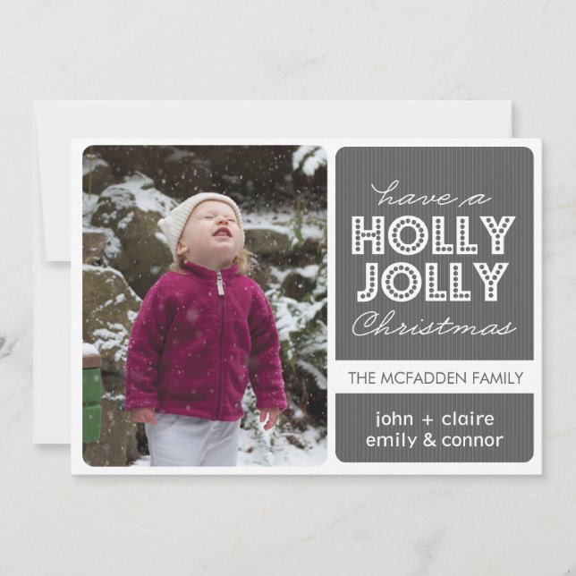 'Holly Jolly' (Graphite) Carte photo de vacances (Devant)