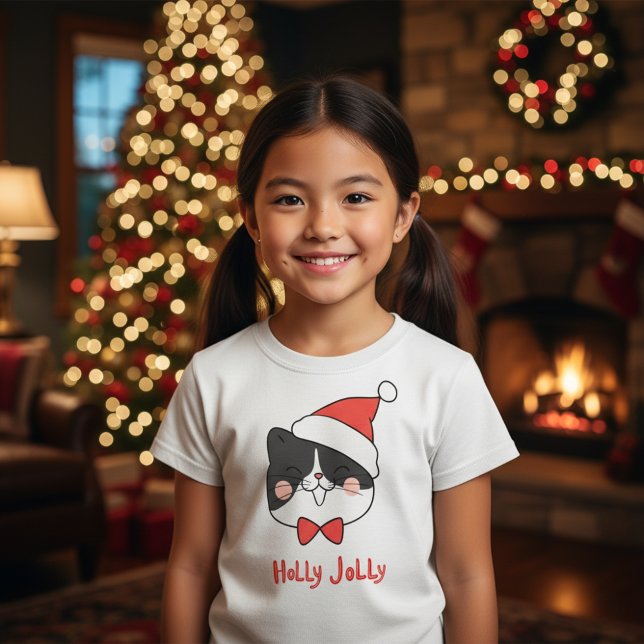 Holly Jolly Kawaii Père Noël Chat Noël T-shirt (Créateur téléchargé)