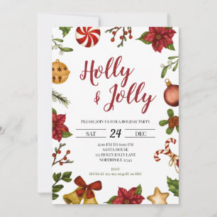 Holly Jolly Noël Fête Invitation