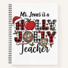 Holly Jolly Teacher Journal Notebook