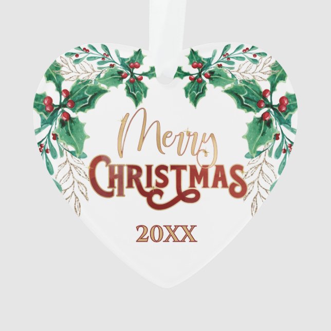 Holly Joyeux Noël aquarelle Gold Famille Photo (dos)