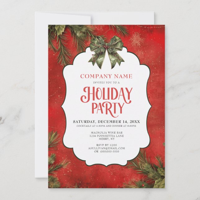 Holly Pine Company Christmas Party Invitation (Devant)