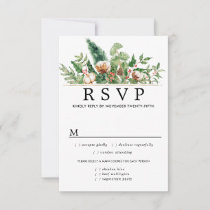 Holly Pine Hiver Mariage RSVP Options de repas