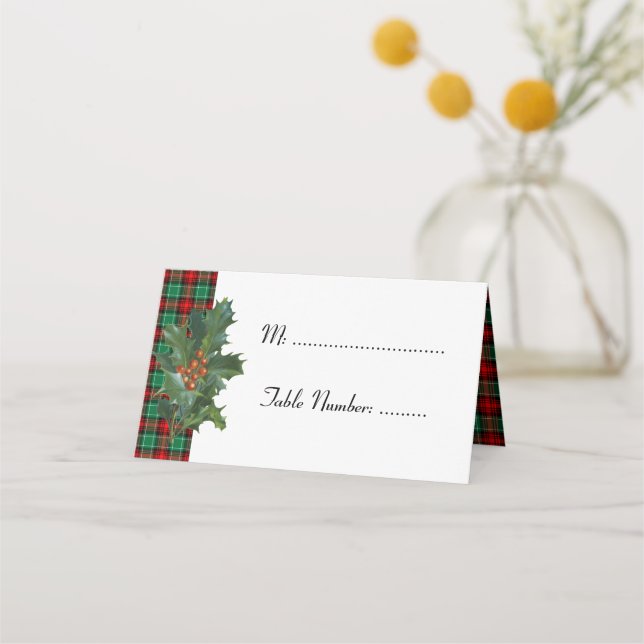 Holly sur Red Green Plaid Cartes de table de vacan (Devant)