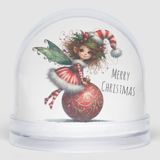 Holly-Topped Fairy on Ornament Snow Globe (Avant)