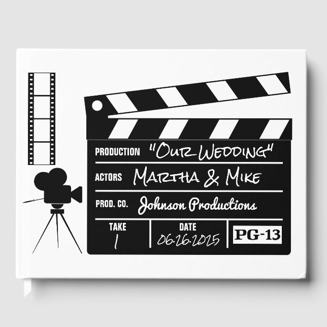 Hollywood Movie Clapboard Mariage livre d'invité (Recto)