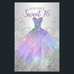 Hologramme budget robe sucré 16 Invitation<br><div class="desc">Budget Argent Hologramme Arc-en-ciel robe étincelante douce 16 Anniversaire Invitation</div>