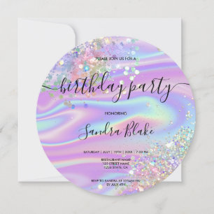 Holographe moderne Girly tendance Invitation d'ann