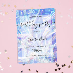Holographe moderne Girly tendance Invitation d'ann