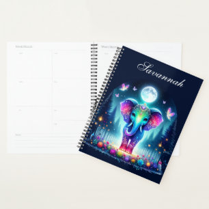 Holographie couleur néon Eléphant décoré  