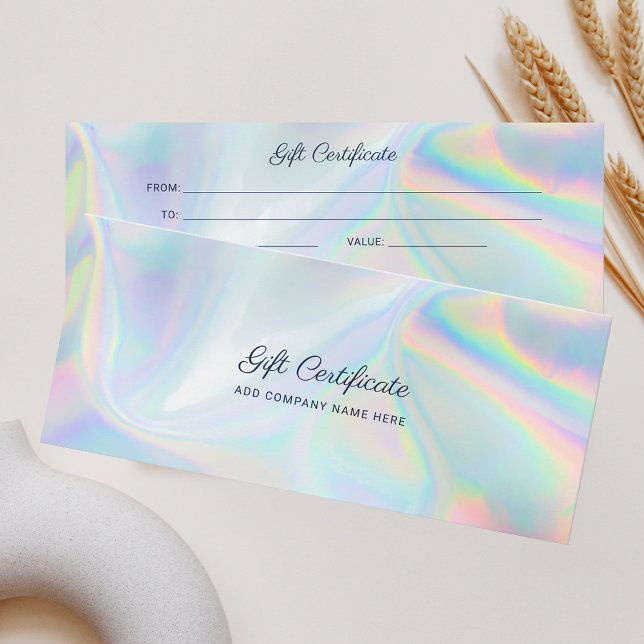 Holographique do-it-yourself moderne certificat ca (Holographic Script Custom Gift Card)