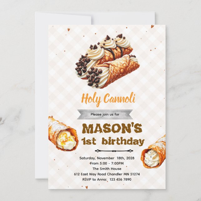 Holy Cannoli birthday party invitation (Devant)