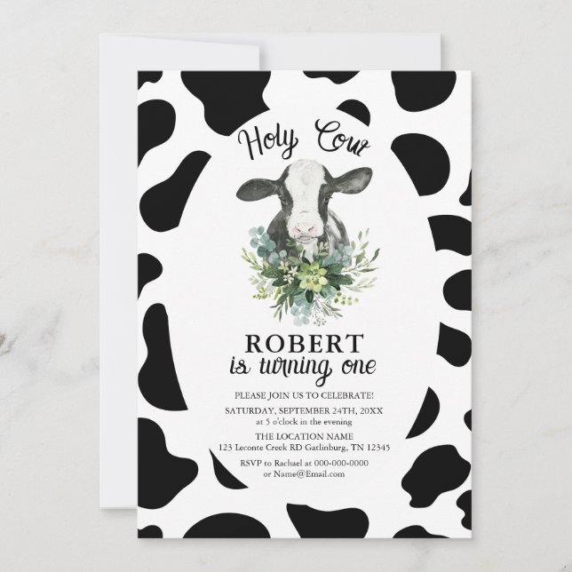 Holy Cow Boy Farm Invitation Anniversaire (Devant)