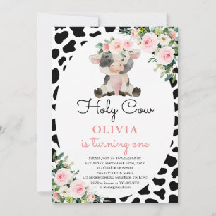 Holy Cow Girl Rose Floral Farm Invitation Annivers