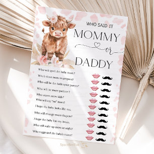 Holy Cow jeux maman ou papa fille baby shower