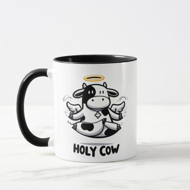 Holy Cow Yoga Mug – Levitating Moo in Zen Pose (Gauche)
