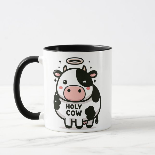  Holy Cow Zen Mug – Cute Moo with Halo (Gauche)