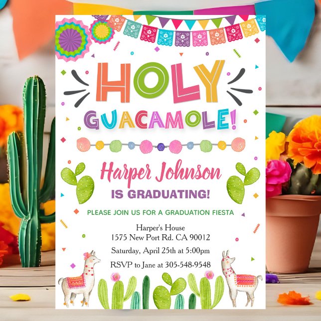Holy Guacamole Graduation Fiesta Invitation (Créateur téléchargé)