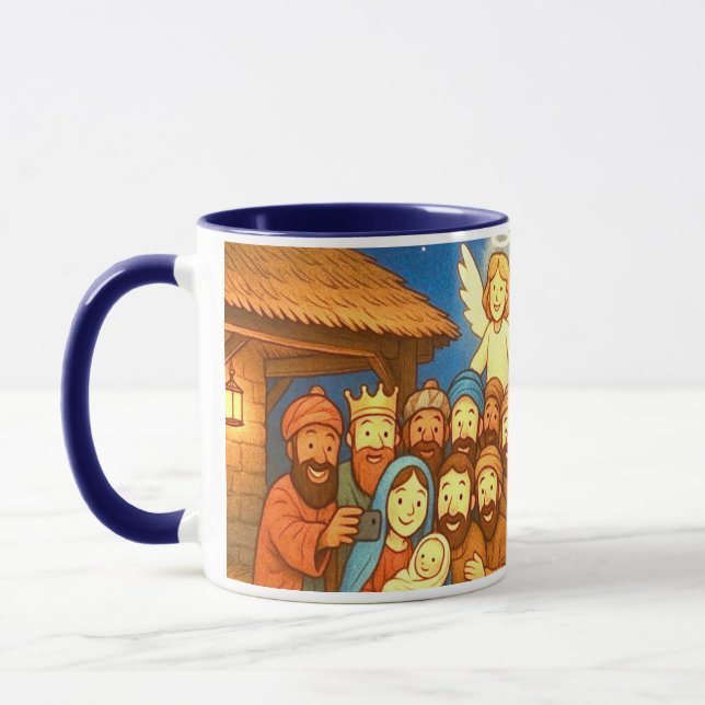 Holy Night Selfie Christmas 11 oz Coffee Mug (Gauche)