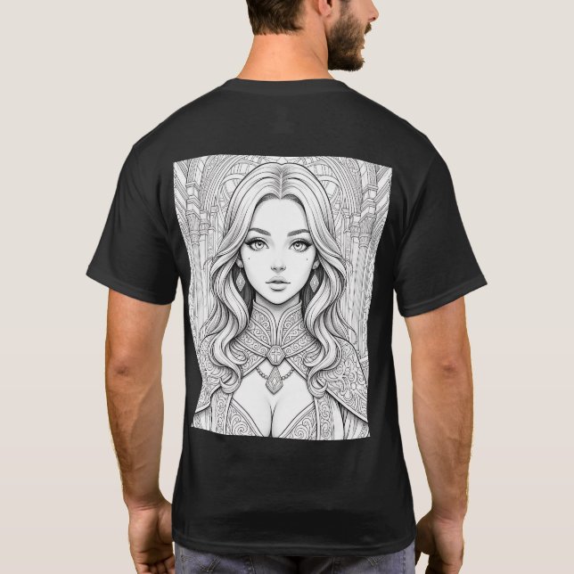 Holy Priestess of Light – Line Art T-Shirt (Dos)