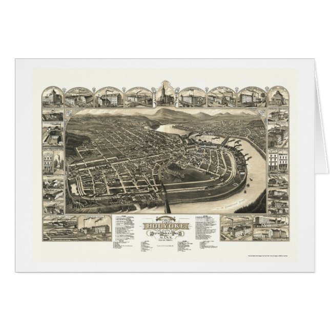 Holyoke, carte panoramique de mA - 1881 (Devant horizontal)