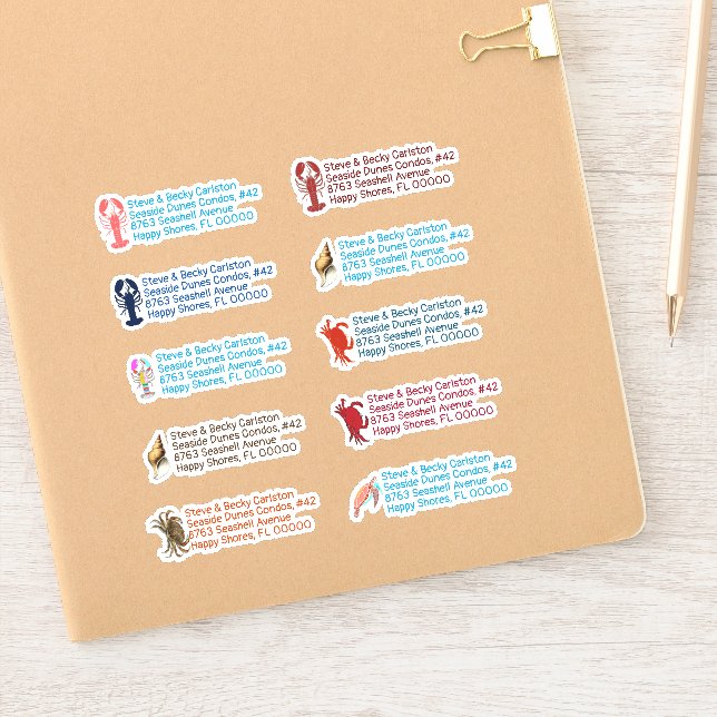 Homard Crabes Sea Life Retour Adresse Stickers (Carnet)