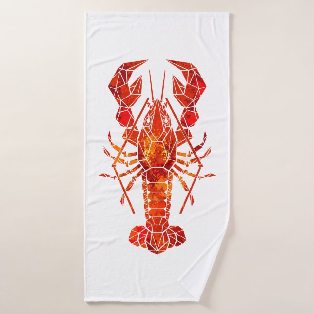 Homard polygonal rouge (Serviette de bain)
