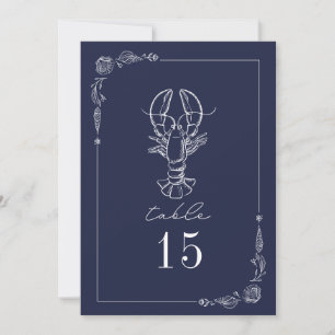 Homard rustique bleu foncé Mariage Numéro de table