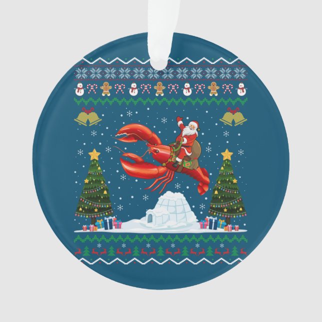 Homard Vilain Noël Cadeau Père Noël équitation Hom (devant)