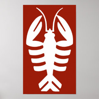 Homard vintage en blanc, fruits de mer Art Déco