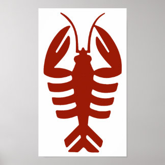 Homard vintage en rouge, fruits de mer Art déco