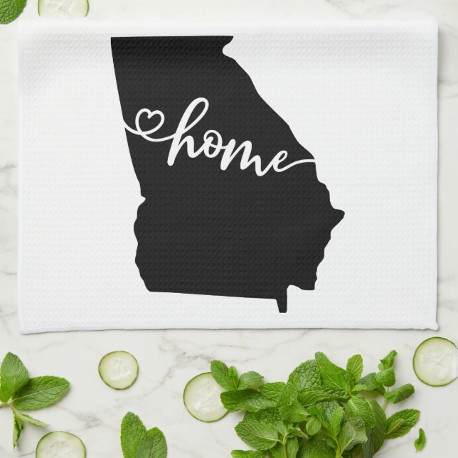Home State Outline Heart Georgia Serviette de cuis (Plié)