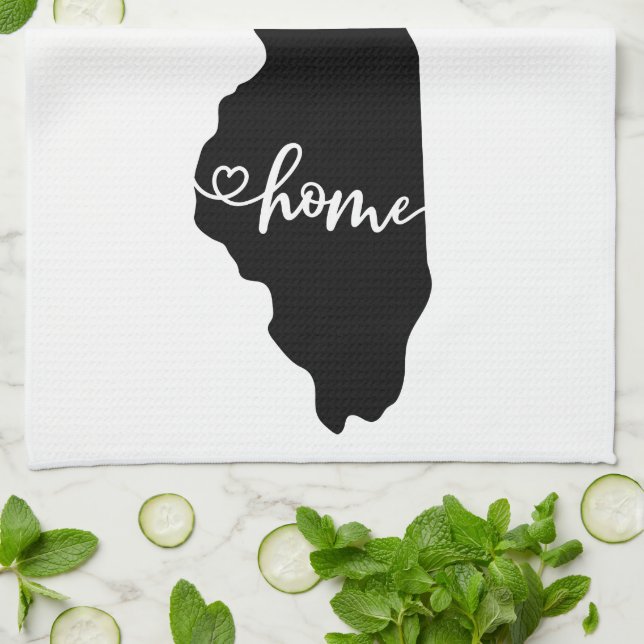 Home State Outline Heart Illinois Serviette de cui (Plié)