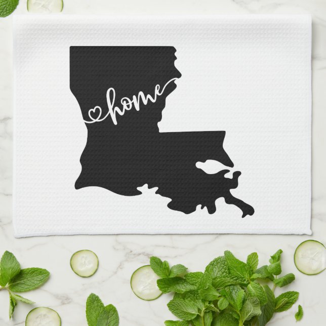 Home State Outline Heart Louisiana Serviette de cu (Plié)