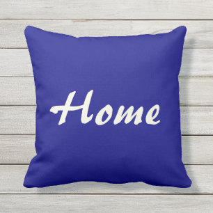 Home Sweet Home Blue and Beige Outdoor Coussin