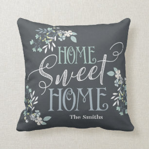 "Home Sweet Home" coussin floral personnalisé