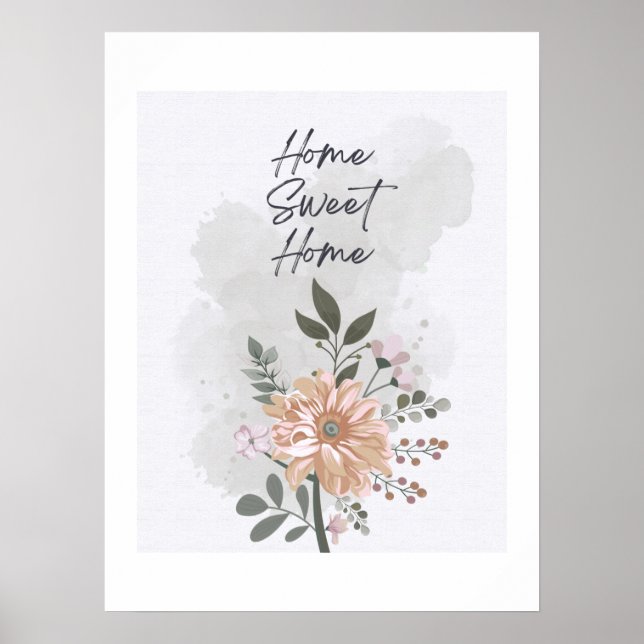 Home Sweet Home Floral Poster (Devant)