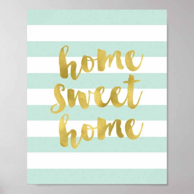 Home Sweet Home Gold et Mint | Impression d'art (Devant)