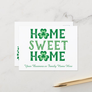 Home Sweet Home Irlandais Shamrock Clover Carte po