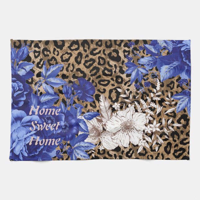 Home Sweet Home Leopard Floral Serviette de cuisin (Horizontal)